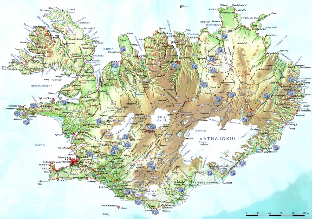Карта автомобильных дорог Исландии