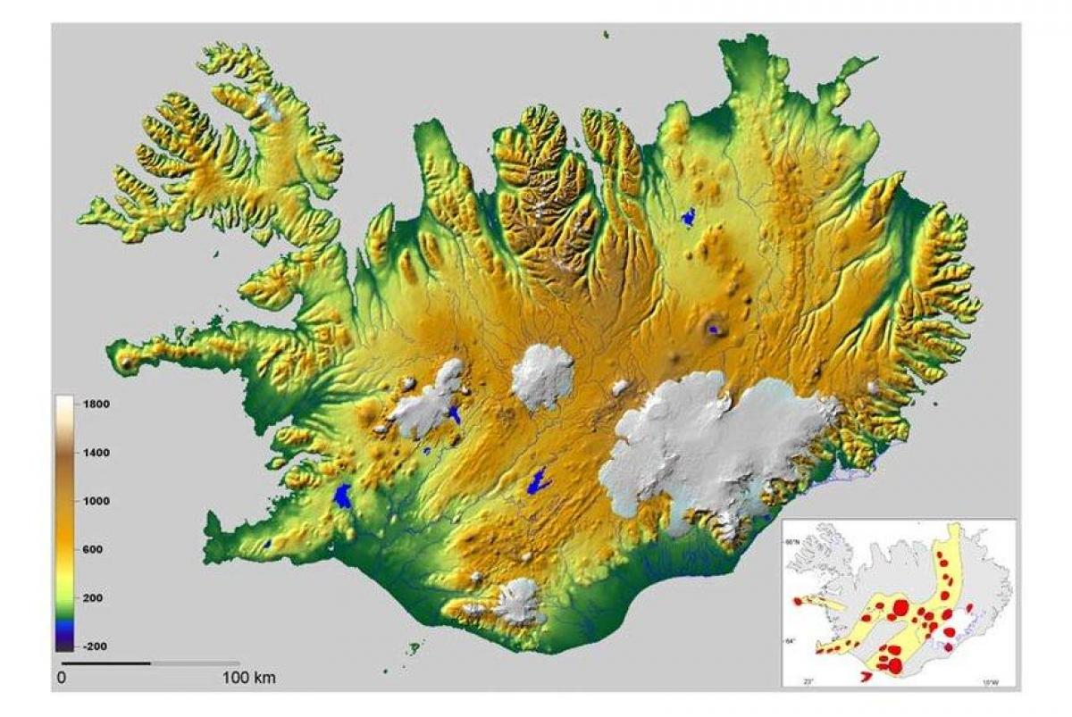 Карта высот Исландии
